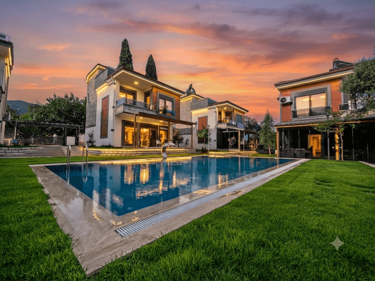 Güre'de Satılık 3+1 Müstakil Villa, Deniz Manzaralı, Havuzlu