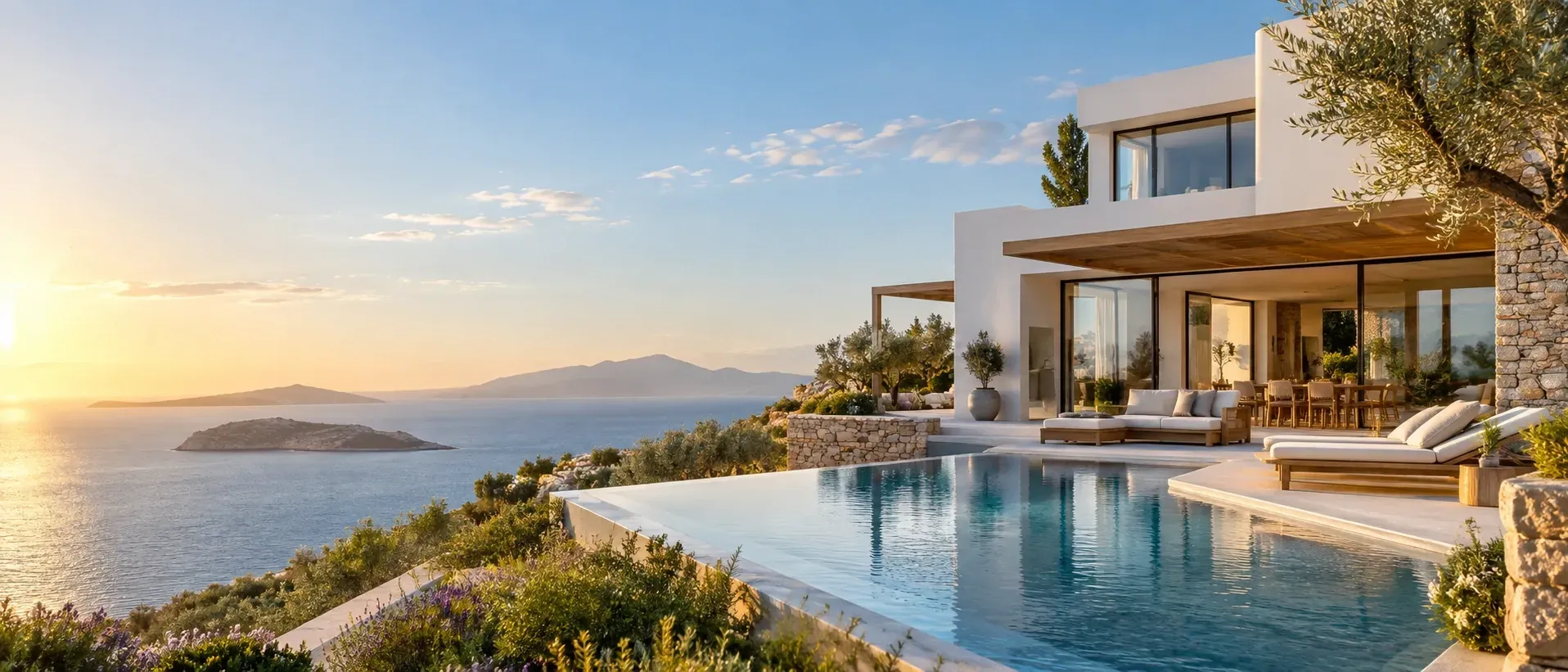 Edremit Körfezi'nde deniz manzaralı villa ve sonsuzluk havuzu